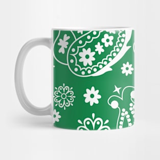 Mandala Pattern Green and White Halloween Fall Autumn Season Mug